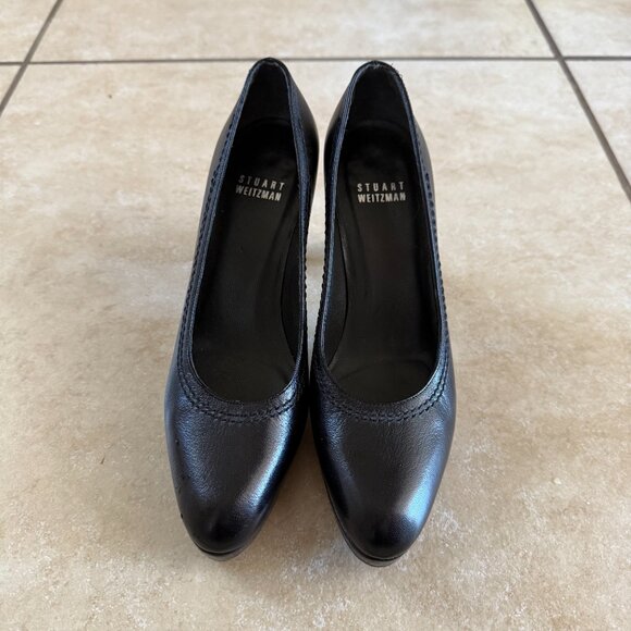 Stuart Weitzman All Leather Black Platform Pumps in Size 5M - Picture 2 of 7